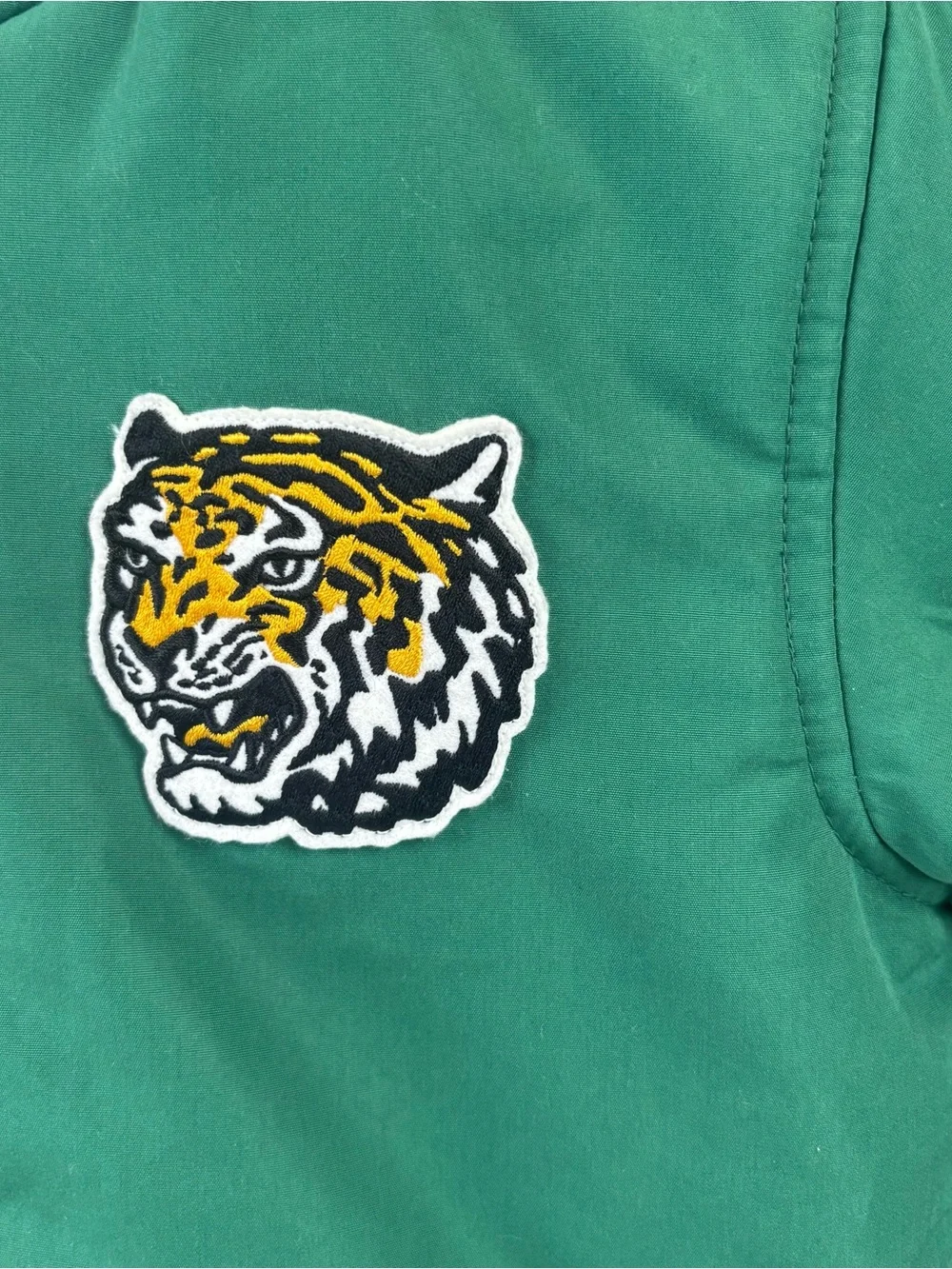 Old Navy Green Varsity Bomber Jacket with Tiger Patch. Small (6-7)
